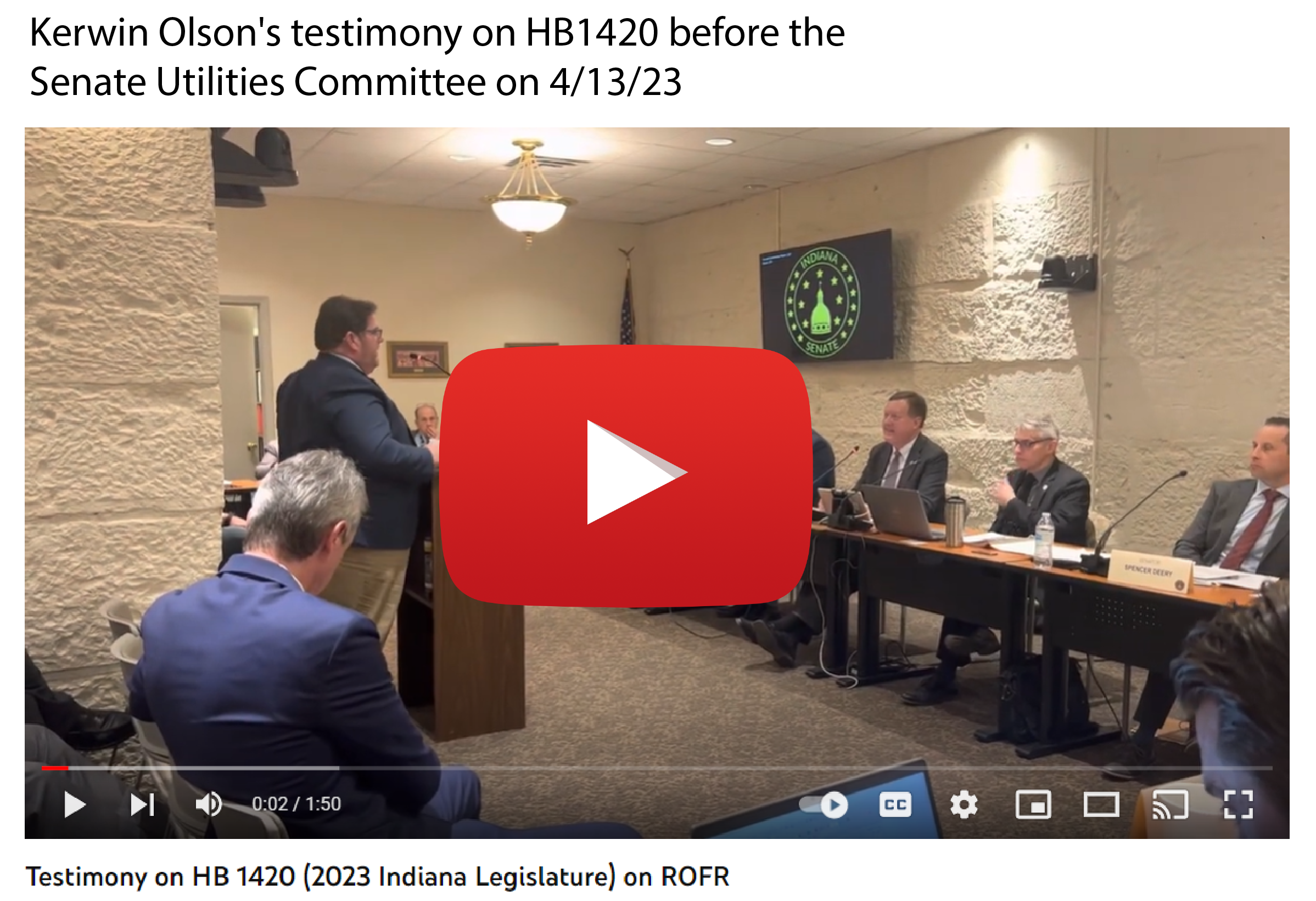 Kerwin Olson's testimony on HB1420 before the Senate Utilities Committee on 4-13-23